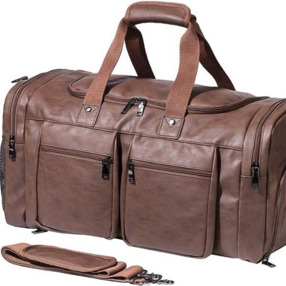 New Leather Duffle Bag For Men Brown A1